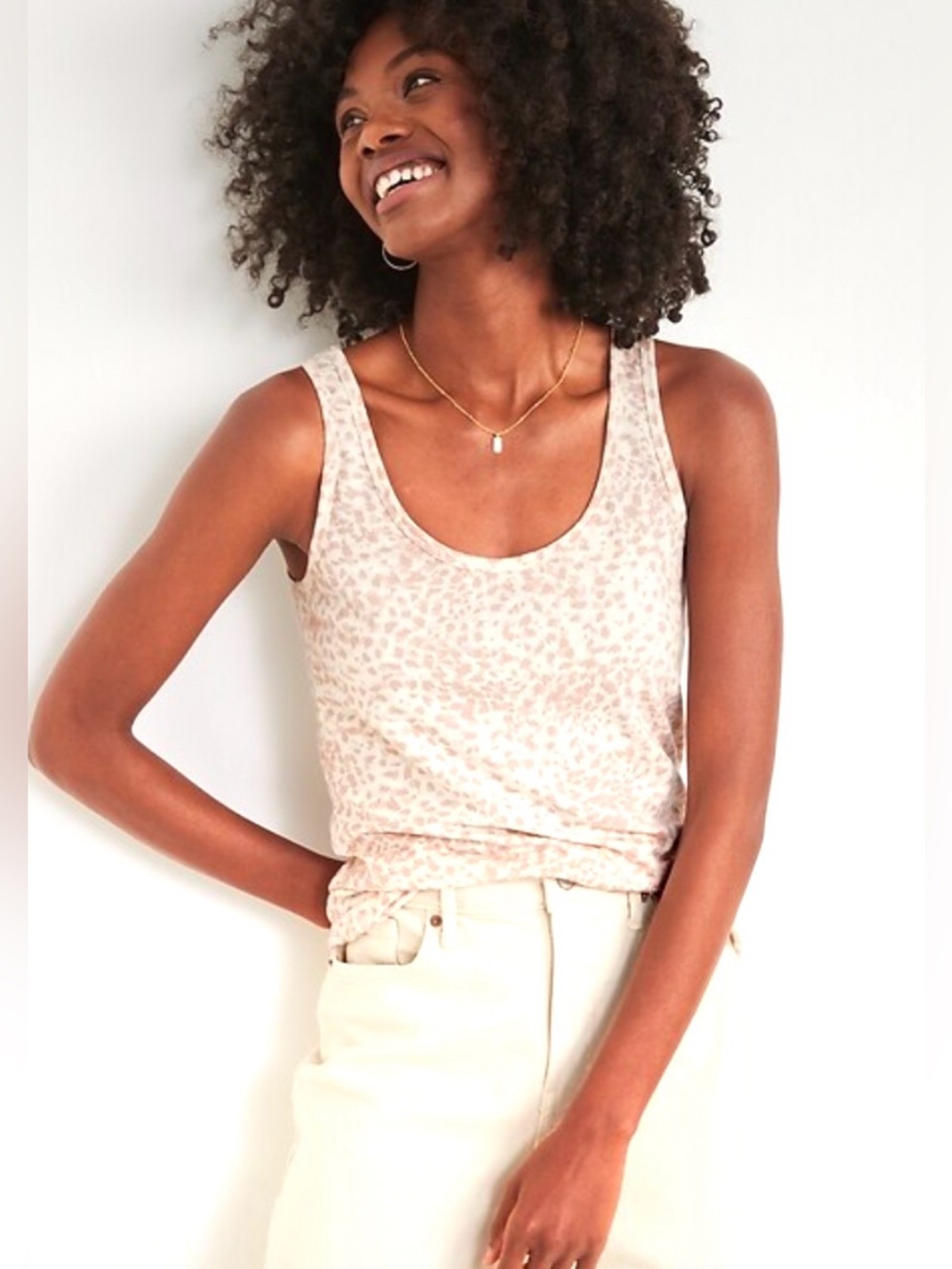 LOFT Small First Layer Leopard Print White And Gray Tank Top Motif Glitter Spots